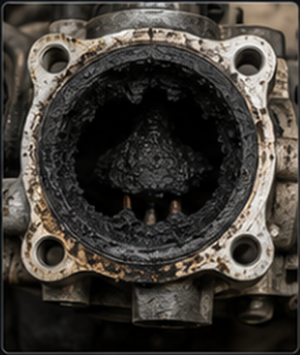 Válvula EGR con acumulación de carbonilla, referencia ilustrativa